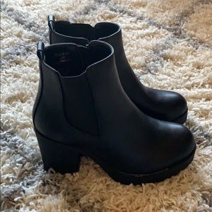 Brand new black  grunge booties. Chunky heel, sz 7